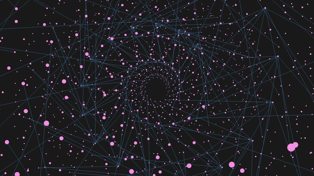 Neon connected dots and lines on dark space