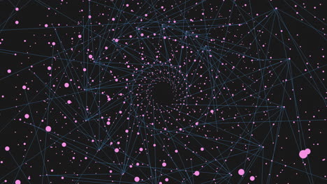 neon connected dots and lines on dark space