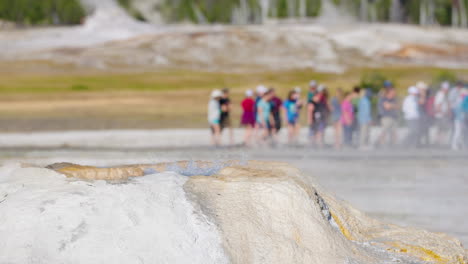 geyser with tourists in a geothermal area