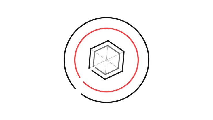 Animazione geometrica minimalista di un esagono in formazione