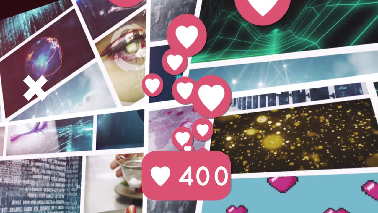 스크린 위를 날아다니는 심장의 애니메이션