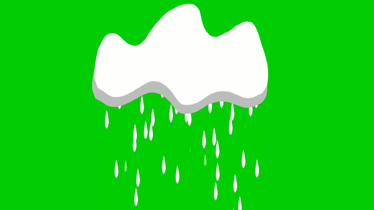 rain animation green screen, water drop on green background.4k video