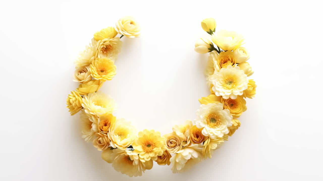 Elegante gelbe und weiße Blumen, halbkreisförmig angeordnet