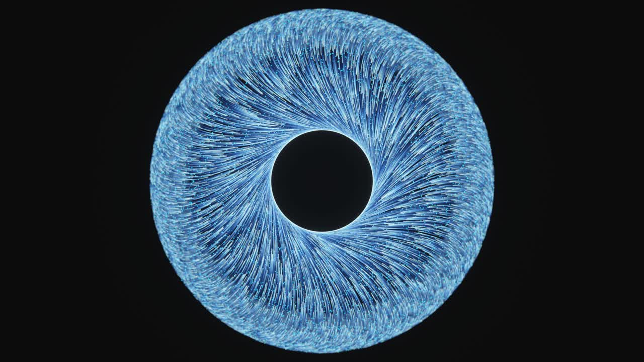 líneas azules que fluyen, líneas luminosas, renderización en 3d.