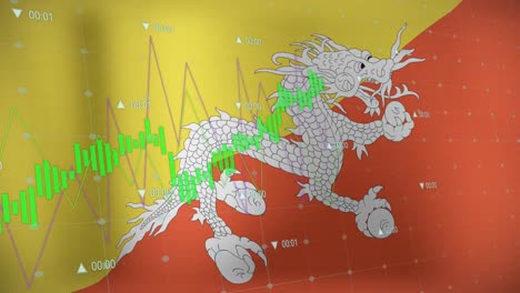 Animation-of-flag-of-bhutan-over-data-processing