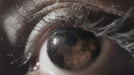 el polvo en el ojo gráfico video de stock de primer plano extremo