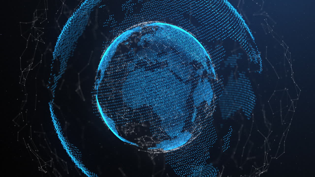 Network of connections over globe against blue background