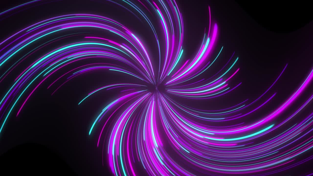 Abstract animation of neon lines twisted into spiral