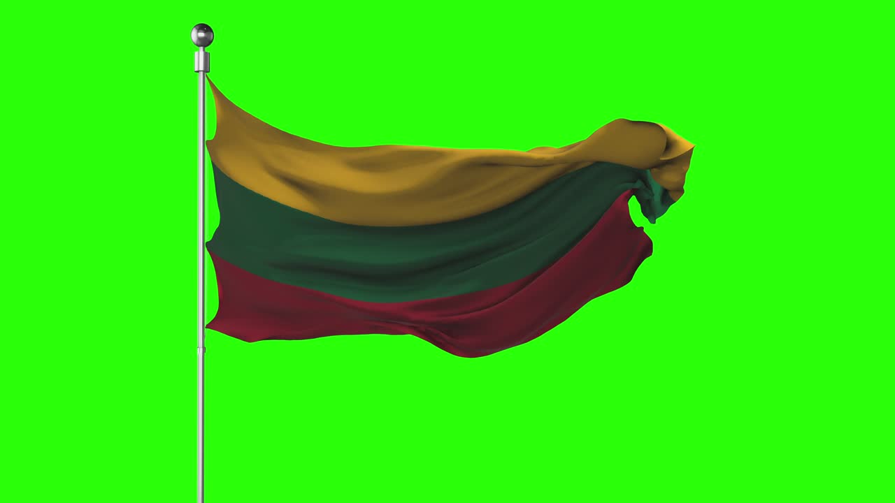 bandera nacional de lituania ondeando en la pantalla verde. animación de clave de croma. ilustración de la política lituana