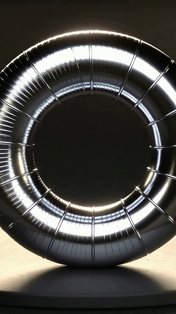 Vertical video: Rotating torus on rotating studio turntable revealing rim, lights revealing texture