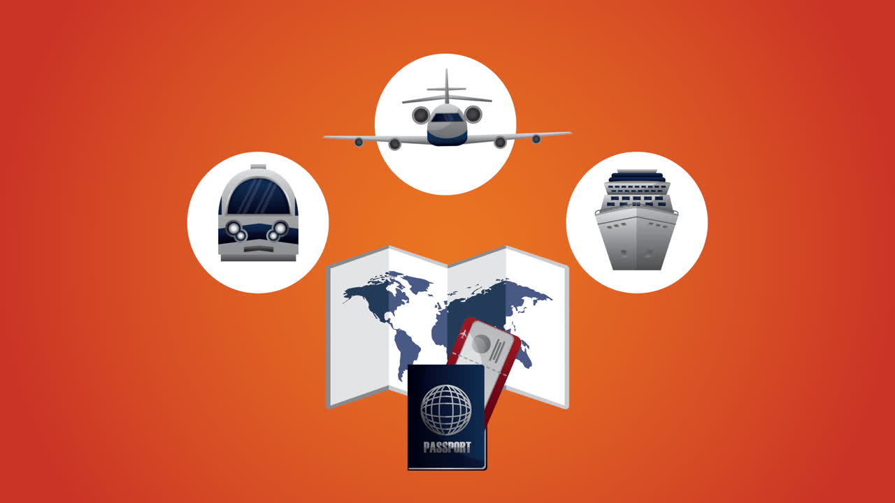 종이 지도 항목으로 전 세계 여행 애니메이션