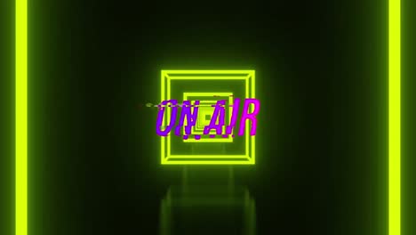 Animation-of-subscribe-and-on-air-text-over-neon-squares