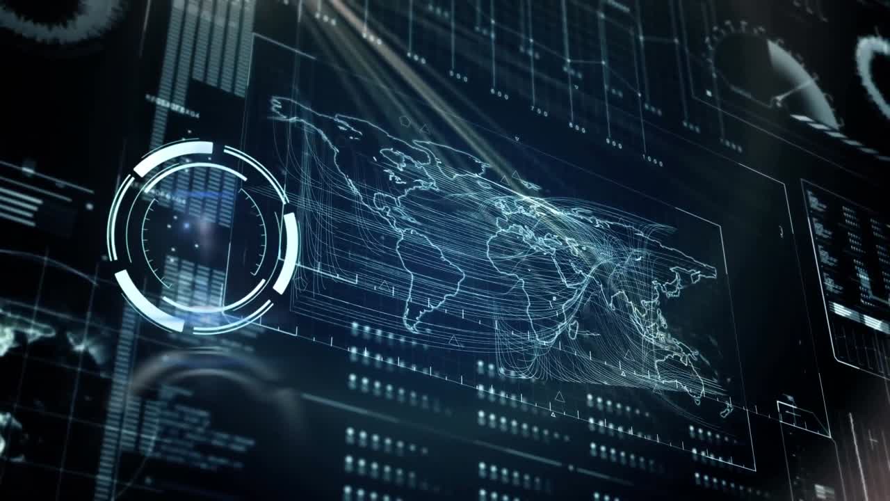 Animation of scope scanning and data processing on blue background