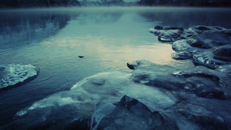 lake near portage alaska on cold cloudy day