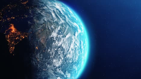 realistic rotation of the earth from day to night in black space and stars 4k loop animation space