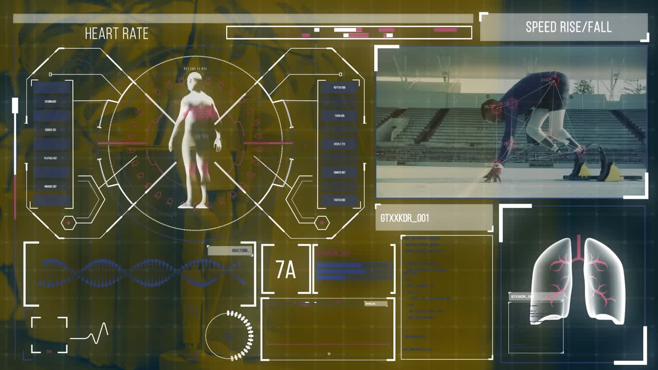 animación digital de la interfaz digital con el procesamiento de datos deportivos