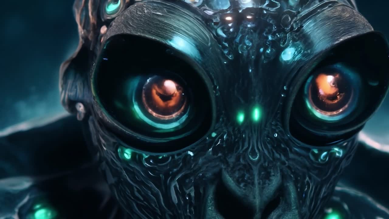 una criatura alienígena en primer plano.