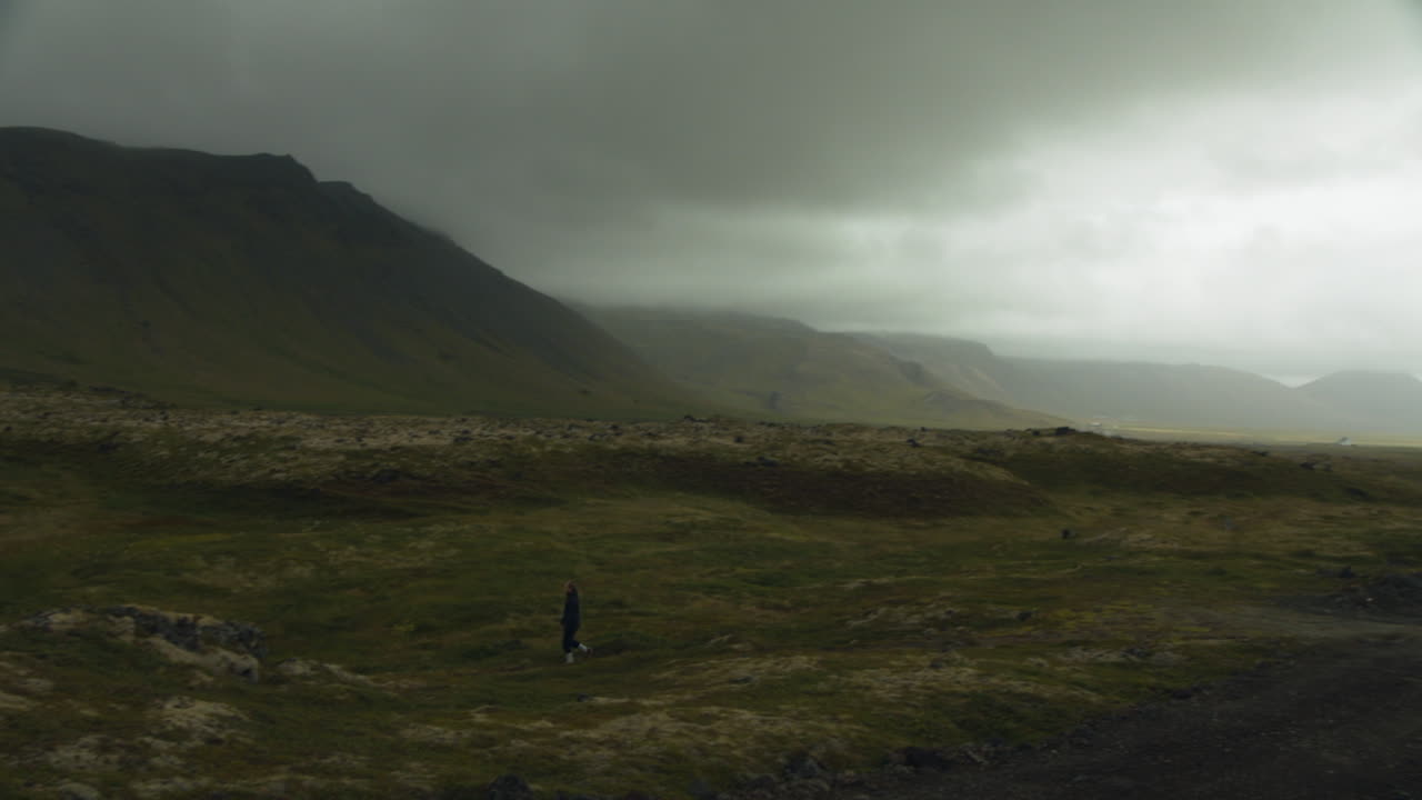 Person walking through wilderness of Iceland