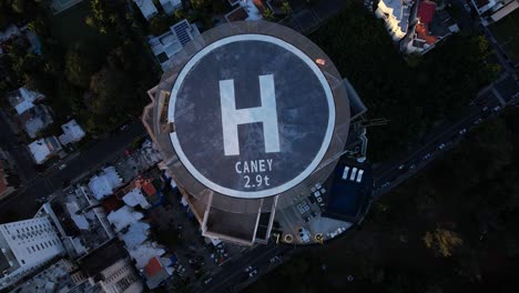 caney tower skyscraper roof heliport in santo domingo city, top view