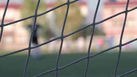 Football-net-during-a-soccer-match