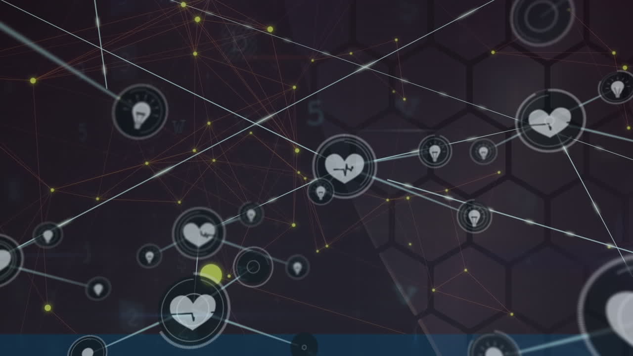 animación de la red de conexiones sobre un fondo oscuro