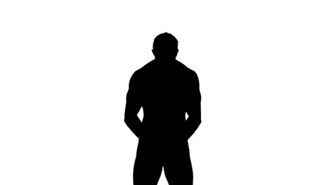 muscular silhouette of man flexing muscles