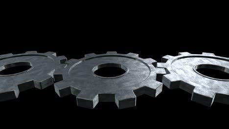 rotating metal gears . black background. alpha channel