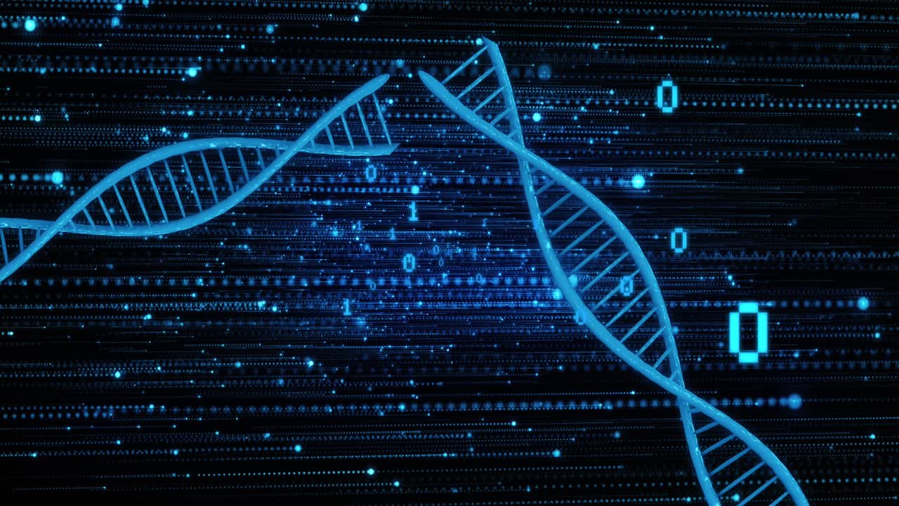 Animation of dna strands over data processing