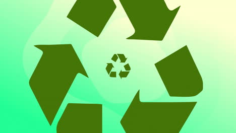 Animation-Von-Recycling-Symbolen-Auf-Grünem-Hintergrund