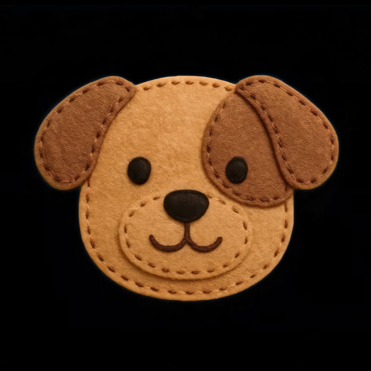 Cute stitched puppy face design animation isolated asset, transparent 4K video, alpha channel