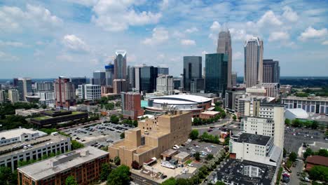 nach unten kippbare luftaufnahme der skyline von charlotte, north carolina, charlotte, north carolina