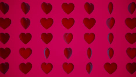 patrón romántico con corazones rojos poligonales. para el evento del día de san valentín. animación de bucle 4k. renderizado en 3d animación bucleable 4k