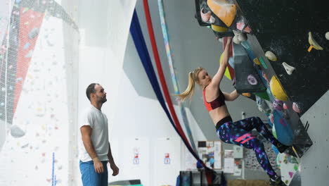 People-in-a-climbing-wall-centre