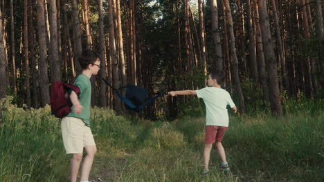 kids having fun in the forest