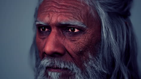 portrait of old indian man with bushy beard