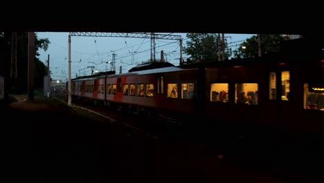 commuter train at night