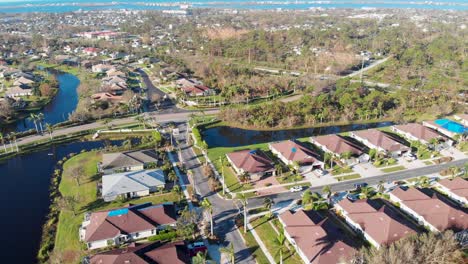 4k drone video of hurricane damage of homes in stillwater neighborhood of englewood, florida - 02