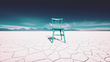 old wooden chair in a salt lake