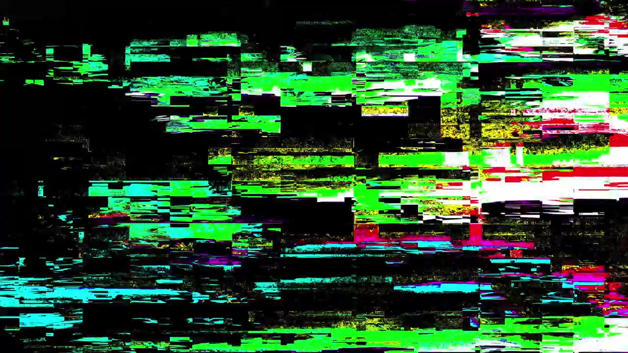 Digital Glitch Effect with Vibrant Colors and Distorted Patterns