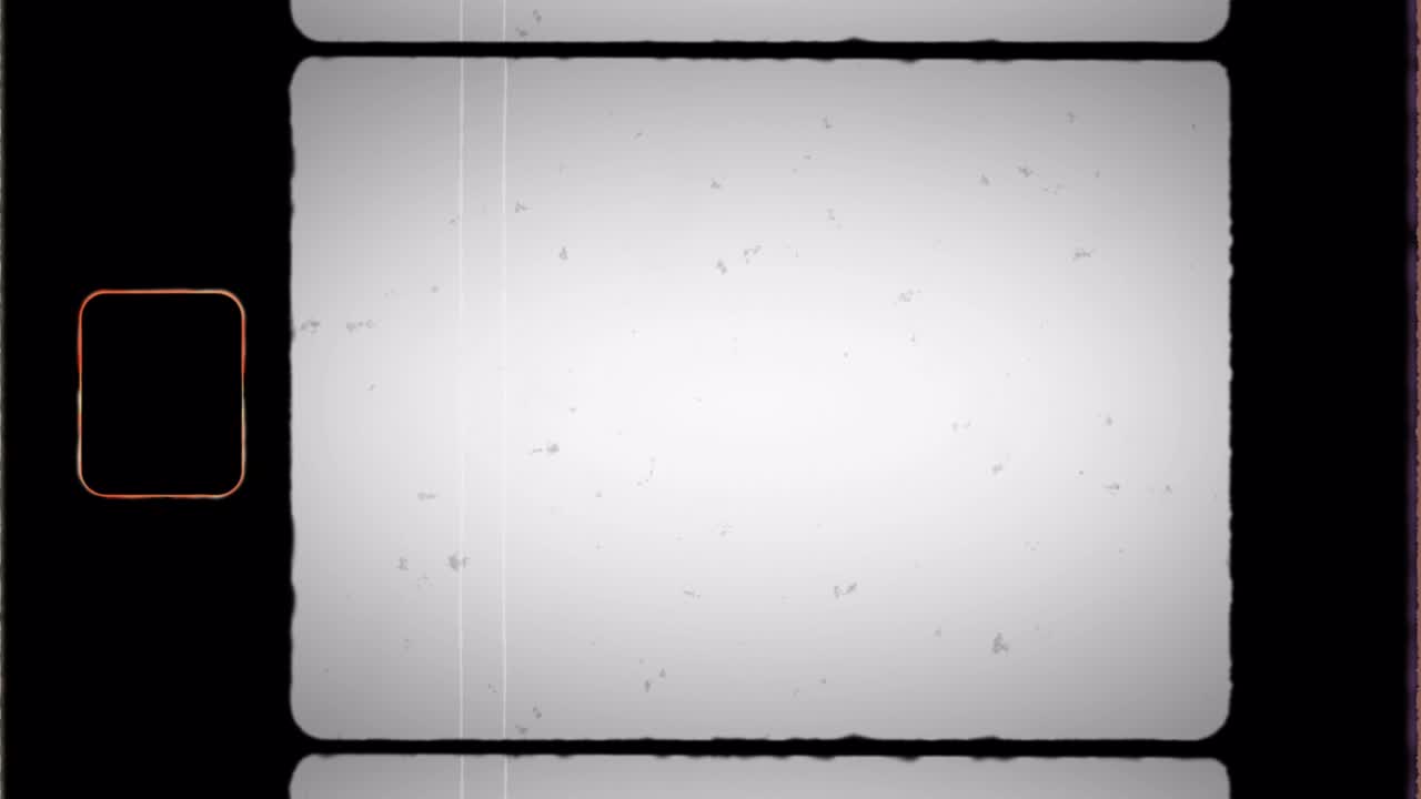 super 8 marco de película con agujero de engranaje y ruido, polvo, pelo, arañazos