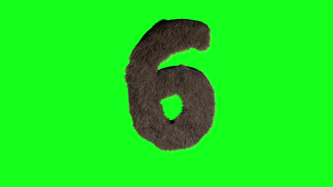 Segno astratto peloso numero sei, soffice e lanuginoso.