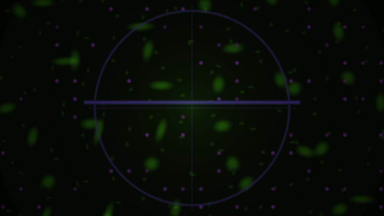 Scanning Glowing Green and Purple Microscopic Particles with Reticle