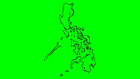 dibujo de filipinas contorno mapa en pantalla verde tablero blanco aislado