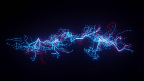 Glowing blue and red space particles. Futuristic motion wallpaper.