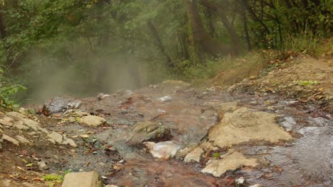 natural hot spring water in pyrenees mountains, spain