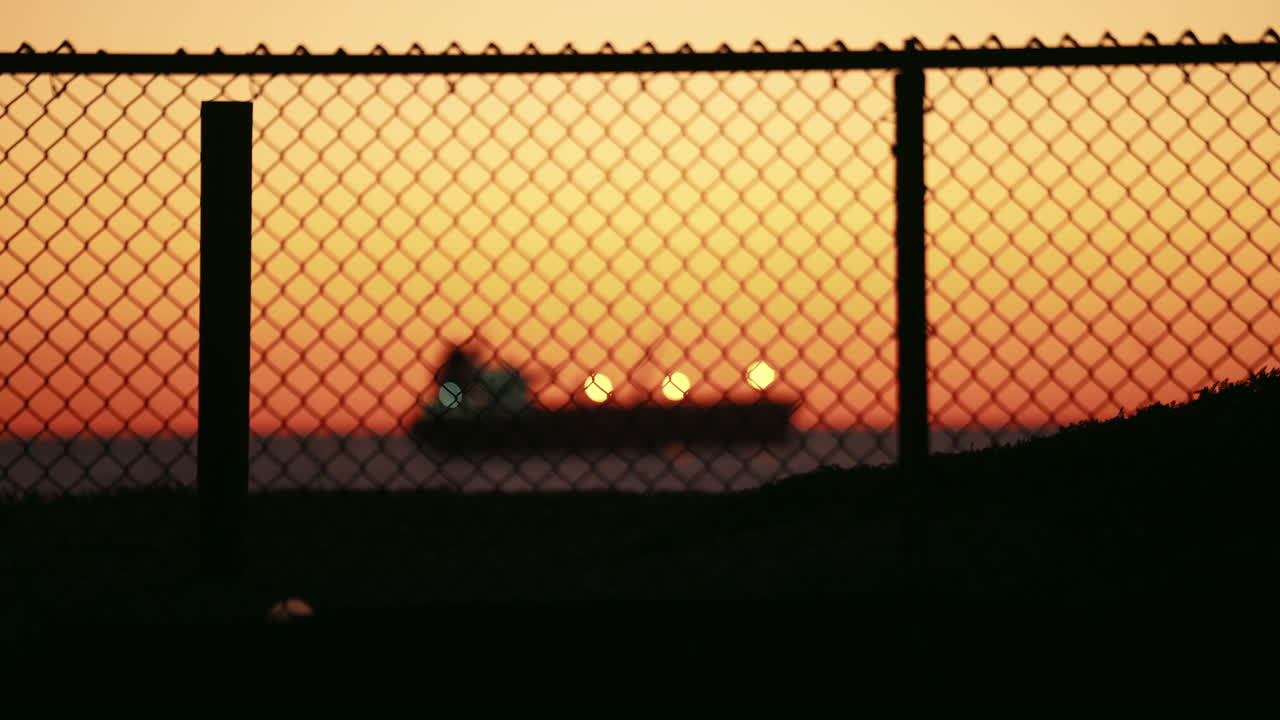 Tanker anchoring on the Pacific Ocean at sunset
