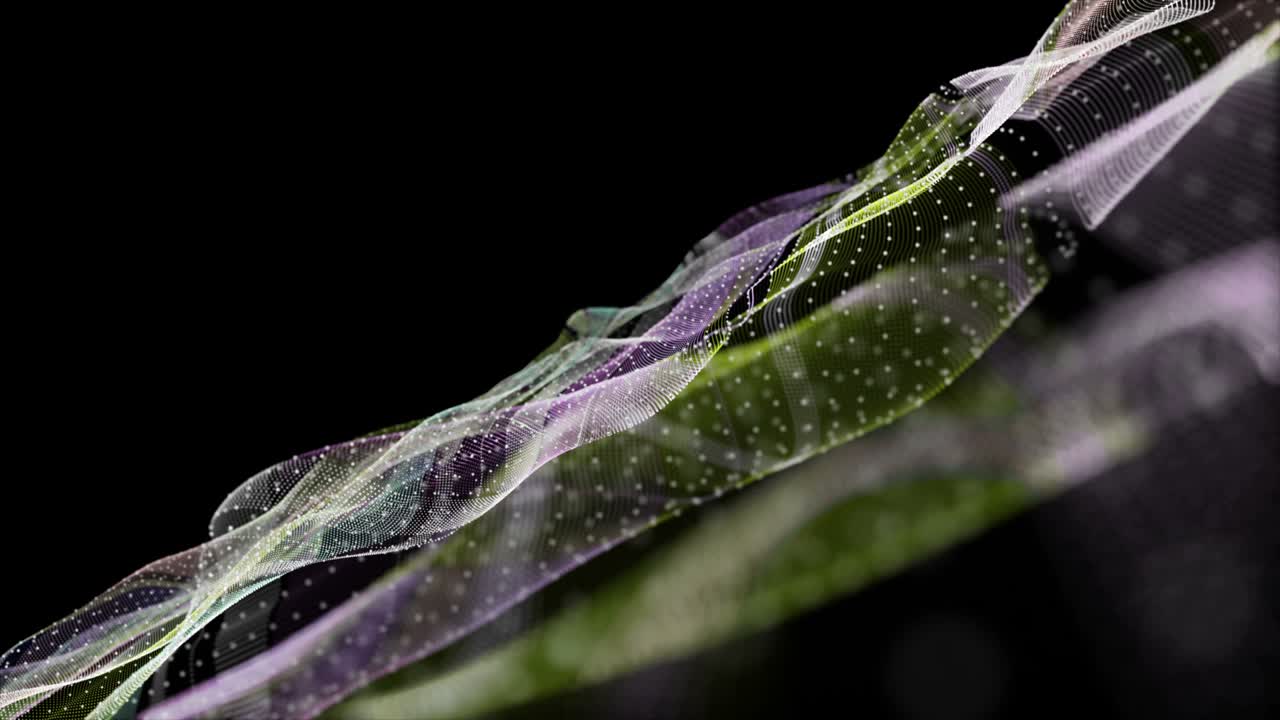 animación fantástica con objeto de onda de partículas en cámara lenta y espacio para texto, 4096x2304 bucle 4k