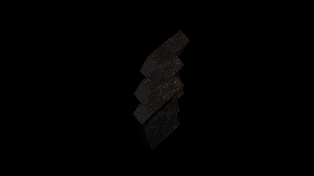 cubo negro gira marcos 3d. movimiento isométrico del conjunto de bloques. partes del cubo, moviéndose y cambiando, aisladas en una forma geométrica de fondo negro del bucle de construcción.