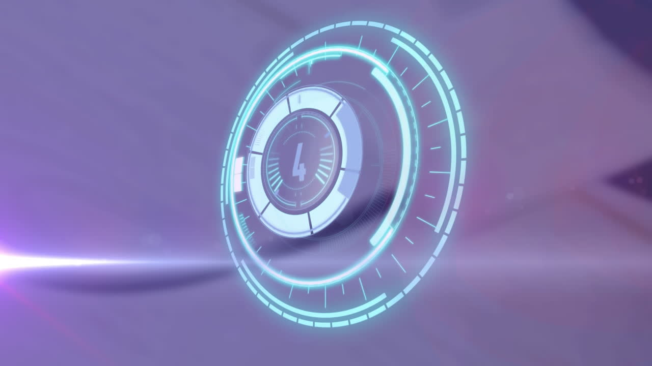 animación de una cerradura de seguridad giratoria con cuenta atrás sobre el rastro de luz en un fondo borroso