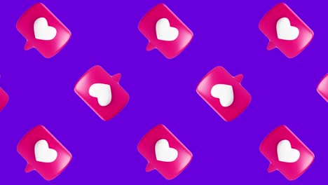 pink heart speech bubble pattern on purple background